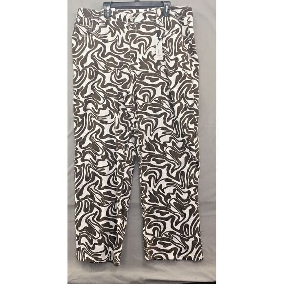 Rue21 Denim - New Rue21‎ Skate High Rise Straight Leg Brown White Jeans Size 3X Women